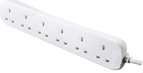 Masterplug BSG210N-MP Six Socket Long Extension Lead, 2 Metres, White