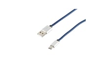 S-Conn 14-50024, 2 M, Usb A, Usb C, Usb 2.0, 480 Mbit/S, Blå