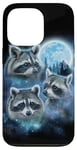 Coque pour iPhone 13 Pro Trois ratons laveurs engloutis dans les nuages de galaxie sous la lune glacée