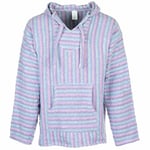 Siesta Baja Sweat à Capuche – Haut à Capuche - Pull à Capuche - Jerga Mexicain à Capuche Baja Hoodie pour Homme et Femme - Pastel Rose et Bleu - XL