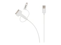 Valueline - Câble de chargement / de données - USB mâle pour Apple Dock, Micro-USB de type B, Lightning mâle - 1 m - blanc