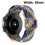 Sport Nylon Flätade Band Kompatibel med Samsung Galaxy Watch, 20mm Klockarmband Rem för Kvinnor Män Regnbågsfärger