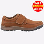 Hush Puppies Casper Touch Fastening Leather MEMORY FOAM Mens Shoes Tan