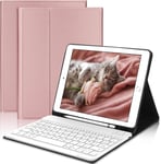 Étui Clavier Pour Ipad 9.7"" Ipad 6ème/5ème Génération 2018/2017, Ipad Air 2/1, Ipad Pro 9.7 - Coque Keyboard Azerty Français Bluetooth Amovible Avec Fente Pour Stylo, Or Rose