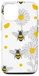 iPhone 14 White Daisy Flower Bee Lover Bumble Bee Honey Bees Case