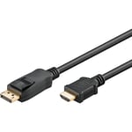 goobay 64843 Câble de connexion DisplayPort 1.2 vers HDMI 2.0 / DP vers HDMI - Câble haut débit 4K @ 60 Hz / 3 m