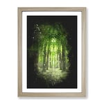 Green Forest Vol.2 Paint Splash Modern Framed Wall Art Print, Ready to Hang Picture for Living Room Bedroom Home Office Décor, Oak A2 (64 x 46 cm)