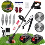 Strimmer, Garden Strimmer Cordless, Grass Strimmer, Electric Strimmer, Battery Strimmer, Brush Cutter With 3 Blades, 2 * Batteries, Outdoor Mowing Equipment For Gardens, Lawns, Fields