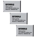 EXTENSILO 3x Batterie compatible avec Belkin Easypix Aito Digital GoBandit Acer Casio Creative appareil photo, reflex numérique (1300mAh, 3,7V, Li-io
