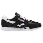 REEBOK WOMEN'S CLASSIC NYLON TRAINERS SHOES SNEAKERS BLACK WHITE RETRO NEW BNWT