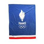 Paris 2024 Jeux Olympiques Plaid imprimé 125x150 cm équipe de France Olympique | Oeko-TEX | Grand Plaid Polaire | Bleu
