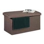 relaxdays Banquette, Espace de Rangement, Effet Lin, rembourré, entrée, Chambre à Coucher, Coffre HlP 38x76,5x38,5 cm, Polyester, MDF, Mousse, Gris foncé, 1 élément