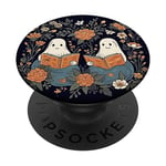 Ghost Reading Book Retro Floral Spooky Bookworm Bookish Cute PopSockets Swappable PopGrip