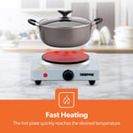 Geepas 1000W Single Hot Plate Cast Iron Heating Plate - Portable Electric Hob-WT