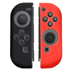 Insten® 1 Paire De Coques De Protection En Silicone Pour Manettes Joy-Con Nintendo Switch, Noir/Rouge