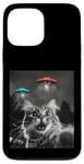 Coque pour iPhone 13 Pro Max Maine Coon Cat Selfie avec Alien OVNI Homme, Femme, Enfant