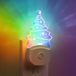 Julgran nattlampa [1-pack], färgförändrande nattlampa för barn, 6-färgad RGB, plug-in, för badrum, rumsdekor, presenter