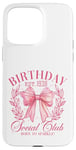 iPhone 15 Pro Max Cute Pink Coquette Girly Bows Year 1938 Birthday Social Club Case