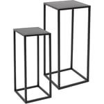 Set de 2 Supports de Fleurs, Noir, 20x60x20/30x70x30 cm, en Métal Robuste, Revêtement en Poudre, Porte-Plantes Moderne, Tabouret de Fleurs, Intérieur