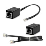 TAPKUA Convertisseur RJ45 vers RJ11, Répartiteur Réseau RJ45, Câble Adaptateur RJ45 vers RJ11 – 2 Câbles et 2 Convertisseurs, Noir Frein