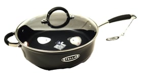 STELLAR 3000 28CM NON STICK SAUTE PAN & LID BLACK S324B