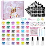 AYBUY Kit Tatouage Paillettes Enfant Filles, 36 Couleurs Tatouage Temporaire à Paillettes mit 187 Pochoirs, 5 Pinceaux, Tatouage Ephemere Imperméable pour Cosplay Anniversaire Carnaval Fête