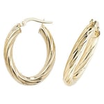 James Moore TH ER1059-V2 9ct Yellow Gold Oval Hoop Earrings Jewellery