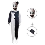 Barn Cosplay Clown Joker Kostym Mask Mössa Terrifier Jumpsuit Halloween Skräck Bodysuit Art The Clown Suit Set Pojkar Flickor A 140cm