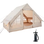 Moon Lence Tente de Camping Gonflable Glamping pour 4 à 6 Personnes, Toutes Saisons, imperméable, Coupe-Vent, Isolation, Tente de Camping autoportante, Installation Facile, avec fenêtres en Maille et