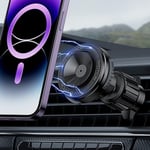 O-Mag DriveSafe Car Phone Mount, Air Vent Car Phone Holder, Powerful Magnetic Mounting and Vacuum Suction Cup, Easy One Hand Use, 360° Adjustable, Fits iPhone, MagSafe Cases and Android phones