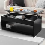 Table basse rectangulaire plateau relevable soa bois noir - Noir