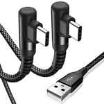 Câble USB C Coudé 90 Degrés [1M Lot de 2] 3.1A Charge Rapide Câble Chargeur USB C Compatible avec i Phone 16 15 Pro Max, Samsung Galaxy S24 S23 S22, Sony, Xiaomi, Huawei, Pixel, appareils USB C.