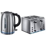 Russell Hobbs Stainless Steel Quiet Boil Kettle and 4 Slice Toaster