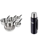 Morphy Richards 970002 Induction Frying Pan and Saucepan Set with Lids & Thermos Stainless King Flask, Glossy Black, 1.2 L, 33.6 x 11.99 x 33.6 cm, 183267
