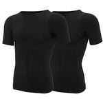 SLIMBELLE Shapewear T-shirt de compression pour homme - Sous-vêtement gainant - Sous-vêtement gainant - Sous-vêtement gainant - Body Shaper - Gilet élastique mince - Gainante - Manches - Ventre - Haut