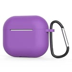 Compatible avec Apple AirPod 3ème génération 2021 - Coque de Protection en Silicone avec Porte-clés - LED Avant Visible - Violet