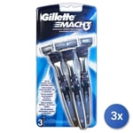 3x Gillette Disposable Mach3 3 Pieces