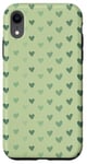 Coque pour iPhone XR Cœurs vert bohème avec fond vert pâle