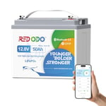 Redodo 12V 50Ah Bluetooth Batterie LiFePO4,Batterie Lithium Protection Contre Basses Températures,Légère et Portable pour Troing Motor,Batteries de Bateaux,Véhicules de Loisirs,Détecteurs de Poissons