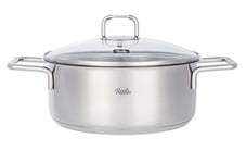 Fissler Gmbh 081-120-20-000/0 Hamburg 20cm Sautoir de 20 cm en Acier Inoxydable avec Couvercle en Verre, Compatible avec Brûleur à Gaz, Plaque à Induction, Électrique Et Vitro-Céramique