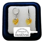 Cœur Avec Cercle Boucles Pl.oro Blanc 18k avec des Cristaux Swarovski Jaune