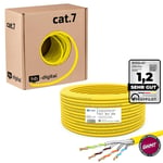 25m CAT 7 Câble Ethernet RJ45 LAN Câble réseau S/FTP PiMF Internet d'installation en Cuivre solide Certifié GHMT pour Switch, Prise, Serveur, PC LSZH Sans halogène AWG 23 jaune