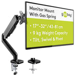 goobay 58530 Monitor Mount with Gas Lift for a Monitor Between 17 Inch and 32 Inch (43-81 cm) / Monitor Mount Tilting and Swivelling for Mounting on Table/VESA 75 x 75 and 100 x 100 up to 9 kg, Black