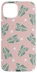 iPhone 15 Plus Aesthetic Green Bow On Light Pink Coquette Pink Christmas Case