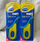 2 X SCHOLL Gel Active Everyday Insoles for Women Size 3-7.5