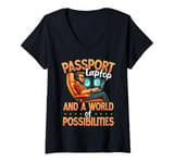 Womens Passport Laptop World of Possibilities Digital Nomad V-Neck T-Shirt