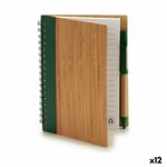 Spiralbundet anteckningsblock med penna Bambu 1 x 16 x 12 cm (12 antal)