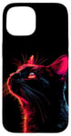 Coque pour iPhone 15 Croquis de chat Look 90s Cat Lover