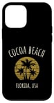 Coque pour iPhone 12 mini Cocoa Beach Florida Palmier rétro vieilli