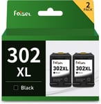 Foiset Cartouches d'encre de Remplacement pour HP302 302 XL (2 Noir) pour Deskjet 3630 2130 3630 3634 Envy 4520 4521 4524 4527 Officejet 3831 3830 3833 3835 4650 5232